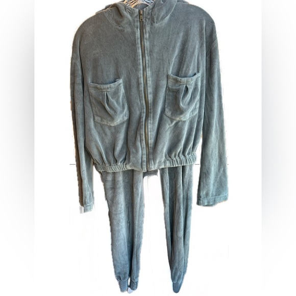 YOUNG FABULOUS & BROKE Zip Up Cropped Hoodie Sweatshirt & Sweatpants Set S - Picture 2 of 15